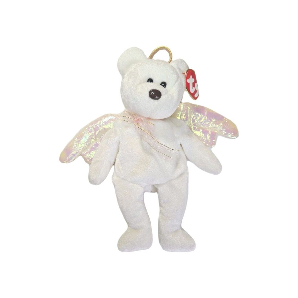 Beanie Baby TY Retired “Halo” the Angel Bear – Rare 1998 Brown Nose